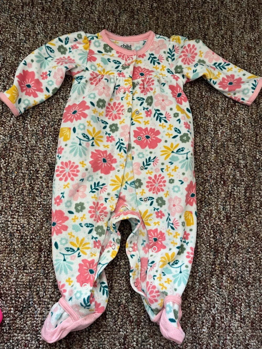 Carter's Floral Footed Baby One-Piece in Pink, Yellow & Green